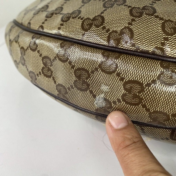 Gucci duchessa Hobo GG Logo, Crystal Coated canvas Bag , Beige Brown , Damaged - Picture 5 of 16